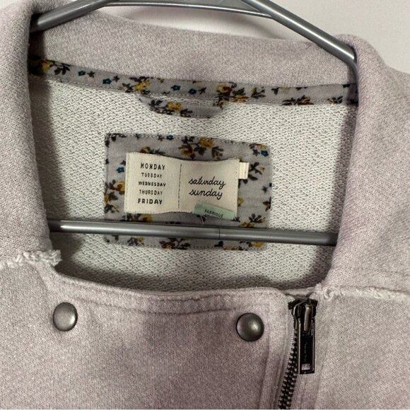 Saturday Sunday Light Gray Jacket comfy sweater zip up grey blazer style coat - Picture 3 of 6